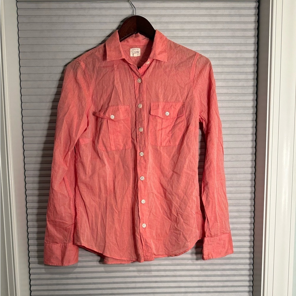 J. Crew 100% cotton lightweight salmon button down